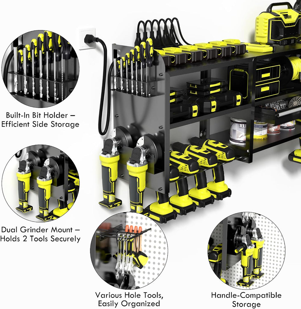 KSVO Large Power Tool Organizer Wall Mount with Locking Drawers, Black
