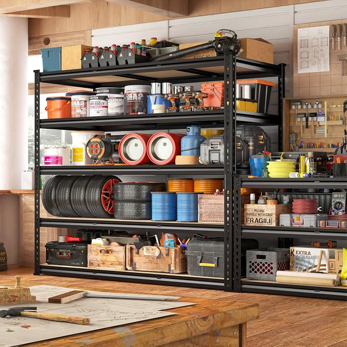 REIBII 48" W Garage Shelving Heavy Duty, 3000LBS Storage Shelves, 5-Tier