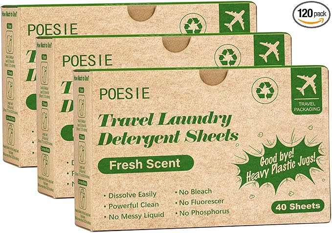 Poesie Travel Liquidless Laundry Detergent Sheets Portable Laundry Strips by Poesie