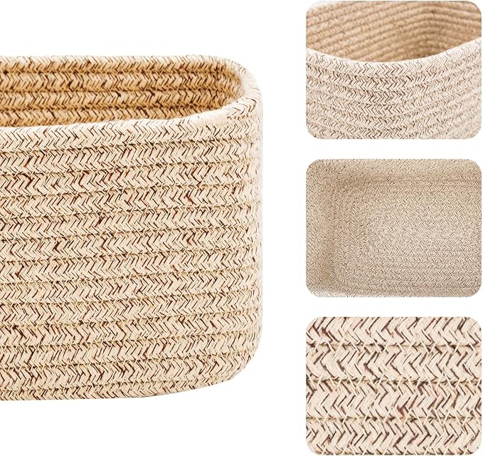 Small Storage Baskets for Organizing | Closet Organizer Bins | Shelf Toy Basket - Image 3