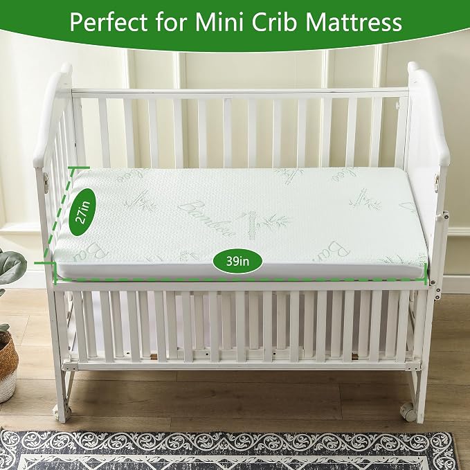 GOONIK Waterproof Mini Crib Mattress Protector, Bamboo Viscose Breathable Mini - Image 5