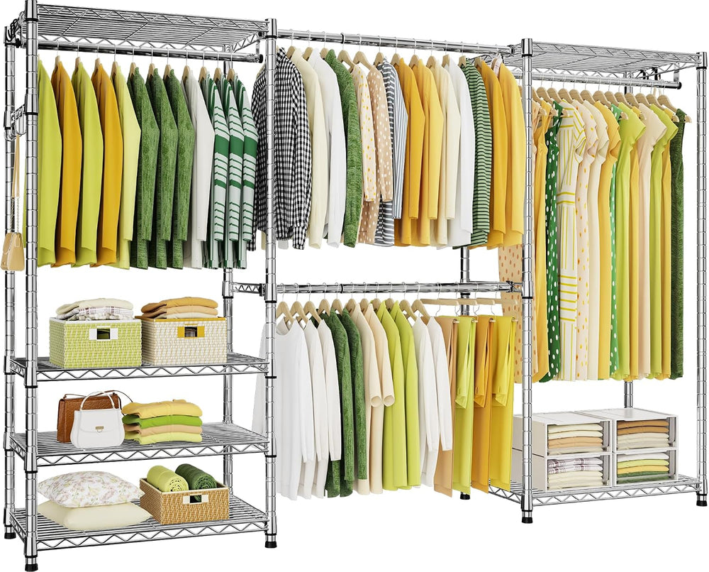 Ulif E1 Heavy Duty Closet Garment Rack, 6 Tiers Adjustable Metal Freestanding