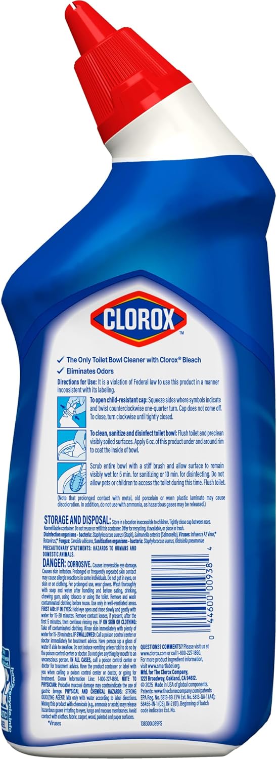 Clorox Toilet Bowl Cleaner Bleach, Rain Clean, 24 Fluid Ounces (Package May Vary)