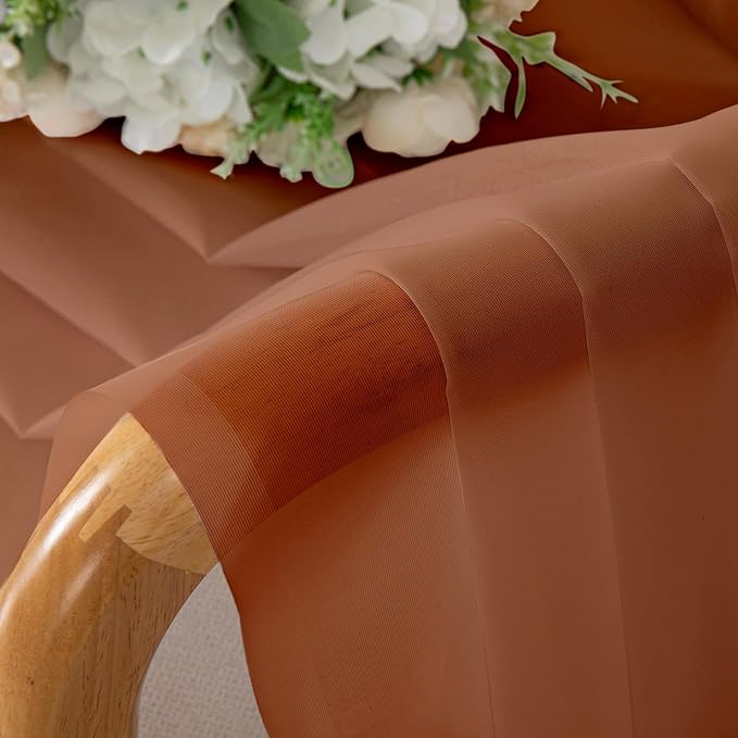 Chyhomenyc Orange Sheer Curtains 96 inches Long 2 Panels, Light Filtering Soft - Image 6