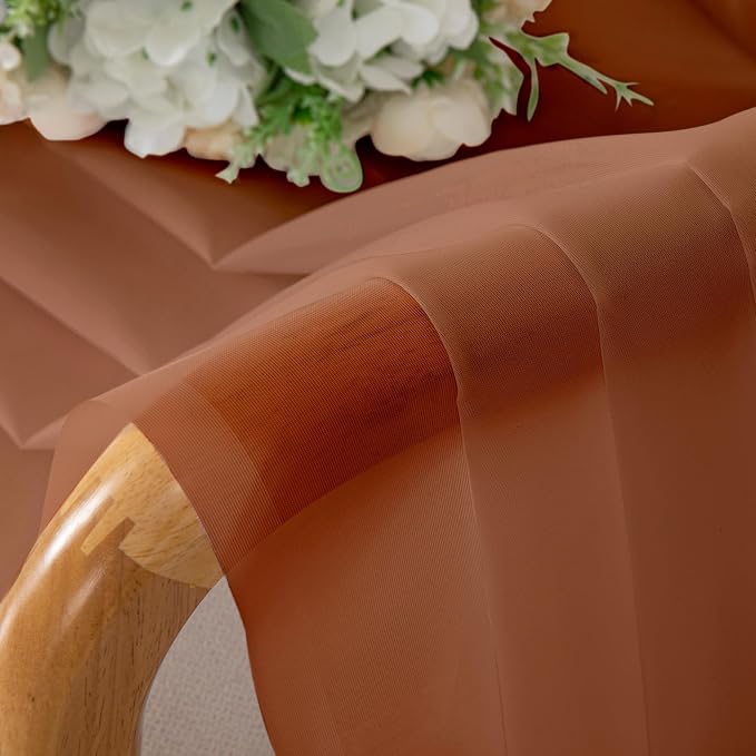 Chyhomenyc Burnt Orange Sheer Curtains 84 Inch Length 2 Panels, Light Filtering - Image 8