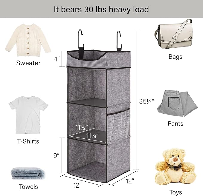 StorageWorks Hanging Closet Organizer, 3-Shelf Shelves - Image 3