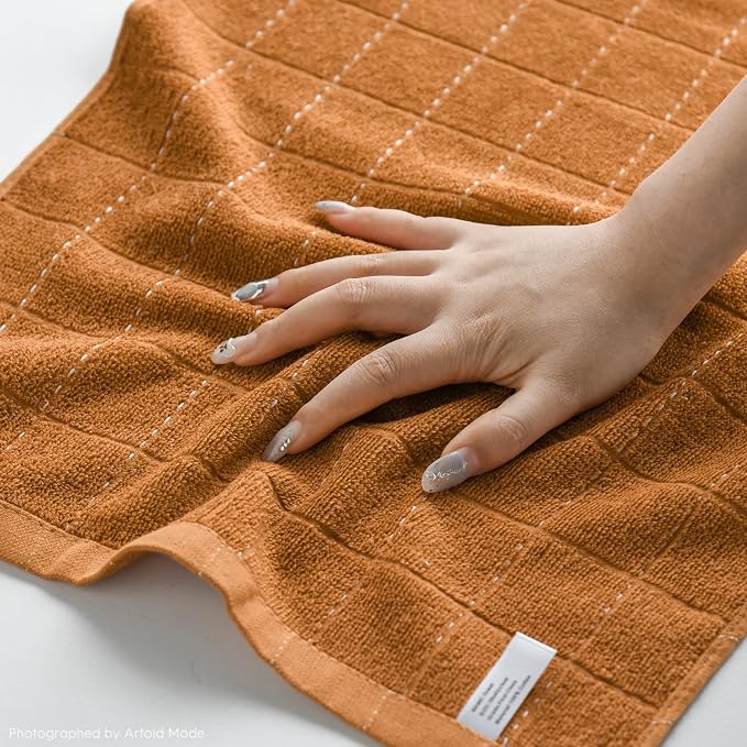 Artoid Mode Checkered Designed Cotton Beige Caramel Terry Kitchen Dish Towels - Image 4
