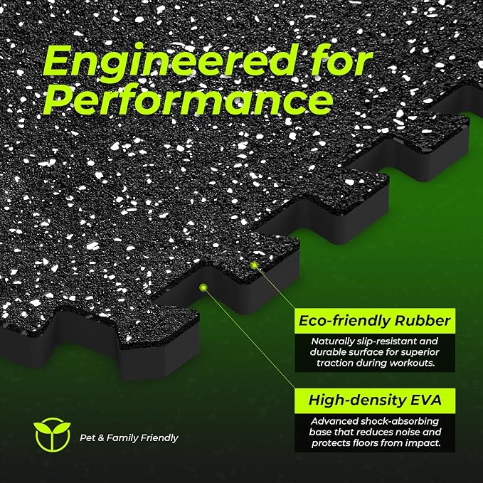 1/2in Thick 48 Sq Ft Rubber Top High Density EVA Foam Exercise Gym Mats - Image 2