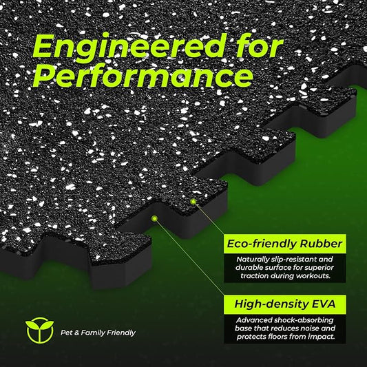 1/2in Thick 48 Sq Ft Rubber Top High Density EVA Foam Exercise Gym Mats - Image 2
