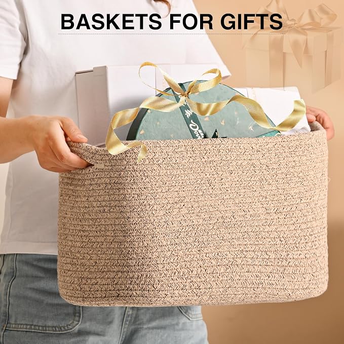 Woven Cotton Rope Storage Basket - Image 3