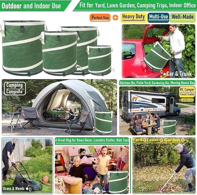 24-Gallon Collapsible Trash Can Hard-Shell Bottom Yard Garden Bag - Image 2