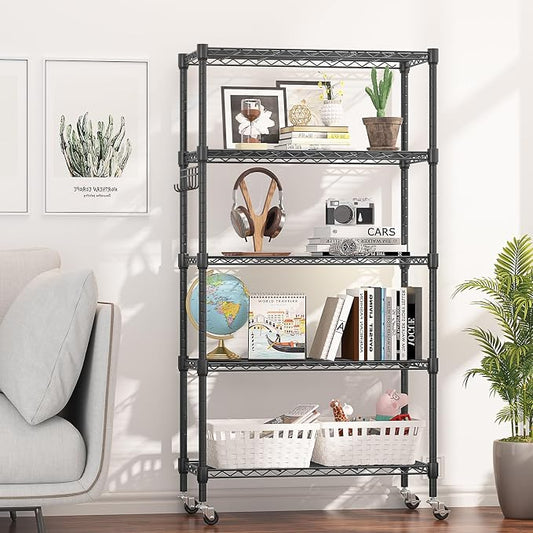Himimi 5-Tier Storage Shelf Wire Shelving Unit on Wheels Heavy Duty Metal - Image 2
