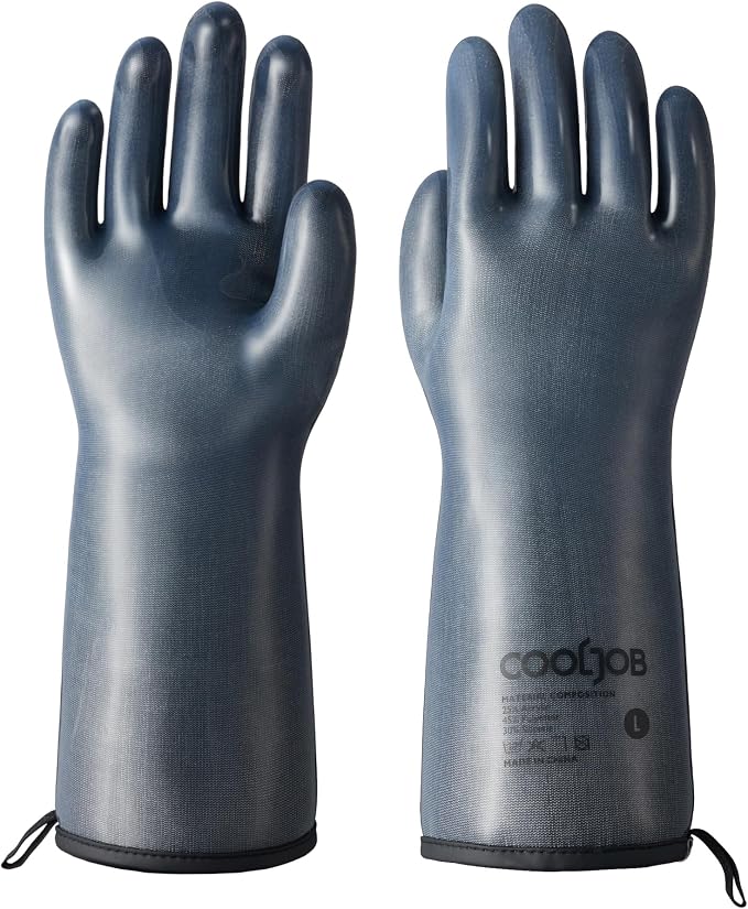 COOLJOB Heat Resistant Oven Gloves, Waterproof Liquid Silicone BBQ Grilling by COOLJOB
