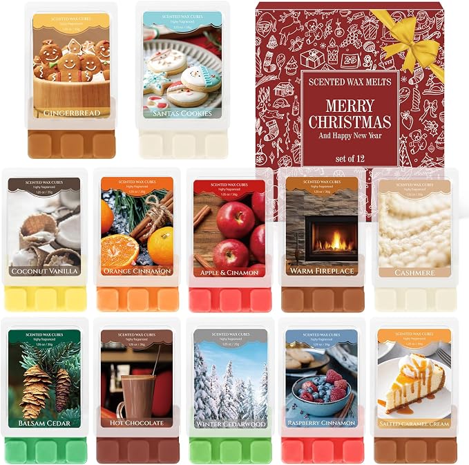 SCENTORINI Christmas Wax Melts, Wax Cubes Strong Scent 12 Pack, Scented Wax by SCENTORINI