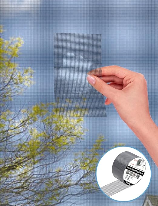 wohohoho Window Screen Repair Tape, 4 in X 20 FT Grey Screen Patch Repair Kit - Image 3