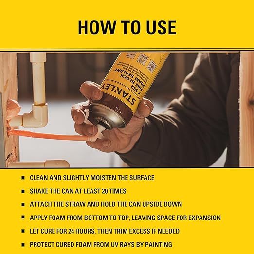 Stanley F952 Fire Block Spray Foam – Fire Rated Expanding Polyurethane Foam - Image 6