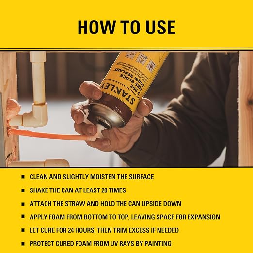 Stanley F952 Fire Block Spray Foam – Fire Rated Expanding Polyurethane Foam - Image 6