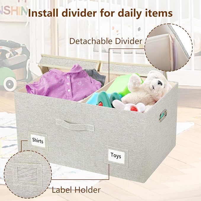 75 Quart Extra Large Decorative Collapsible Storage Bins - Image 5