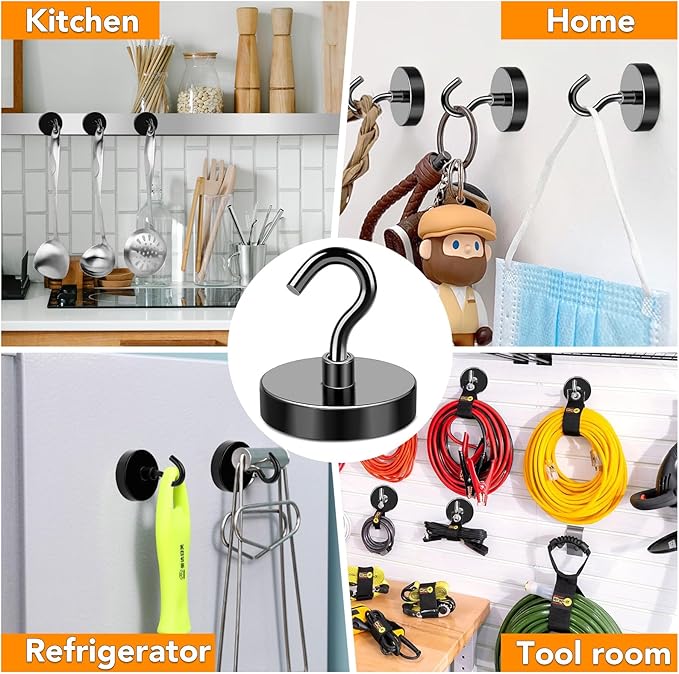 MIKEDE Magnetic Hooks Heavy Duty, 150LB+ Strong Black Magnets Hooks - Image 5