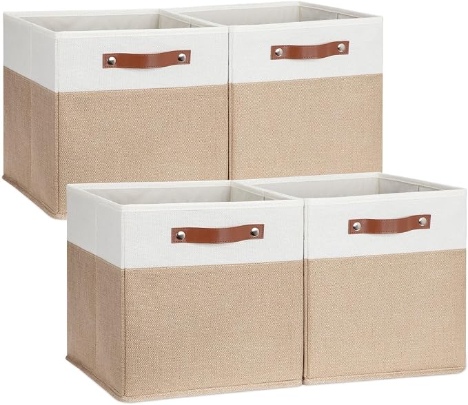 DULLEMELO Cube Storage Bins, Collapsible foldable Linen Canvas Closet Storage by DULLEMELO
