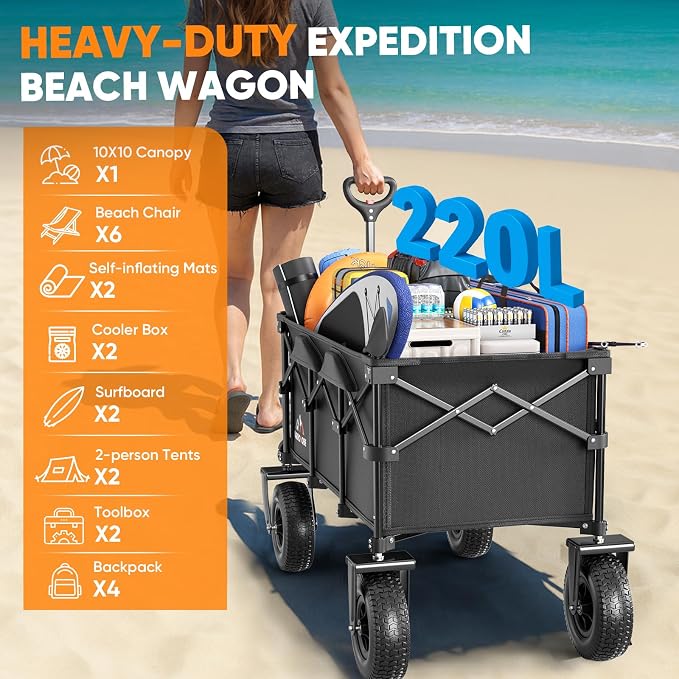Beach Wagon with 10x3.5 Big Rubber Wheels - Image 4