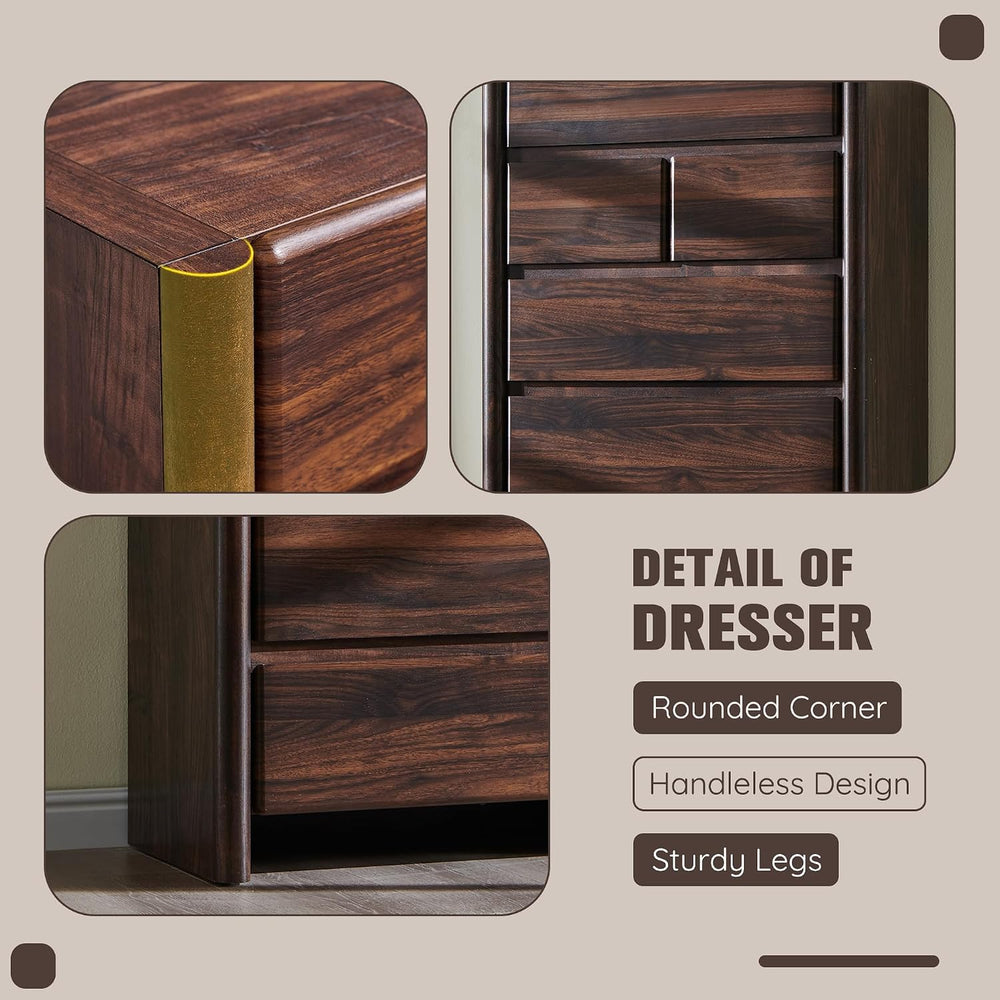 Modern 7 Drawers Dresser for Bedroom, 54.7" Tall Dresser-Brown