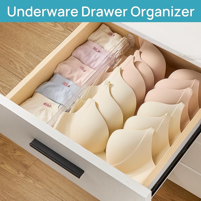 Vtopmart 4 Pack Shallow Drawer Dividers, 2.36" High 12.67"-21.14" Adjustable - Image 4