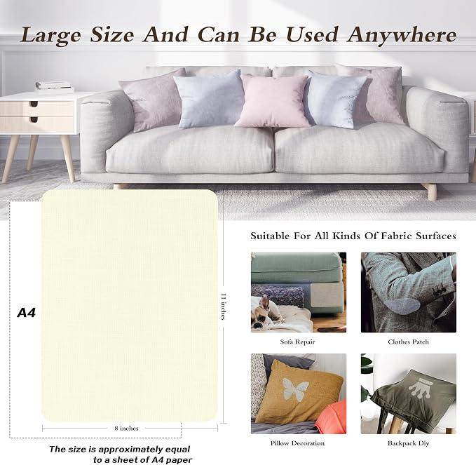 KING MOUNTAIN Fine Linen Fabric Patches, Self-Adhesive, 8x11 inch, - Image 4