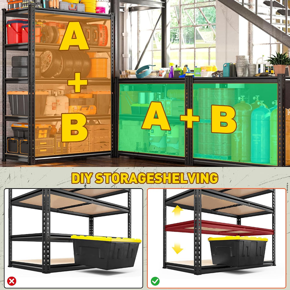 Romorgniz 72.1" H Storage Shelves 2450LBS Garage Shelving, Adjustable Sh...