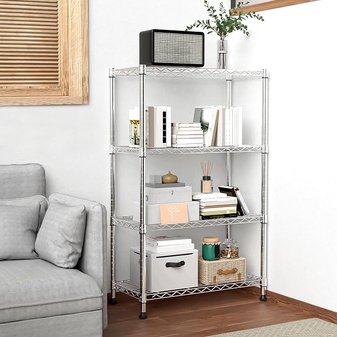 1000 lbs Storage Shelving Steel Heavy Duty 4-Tier Utility Shelving Unit Steel - Image 2