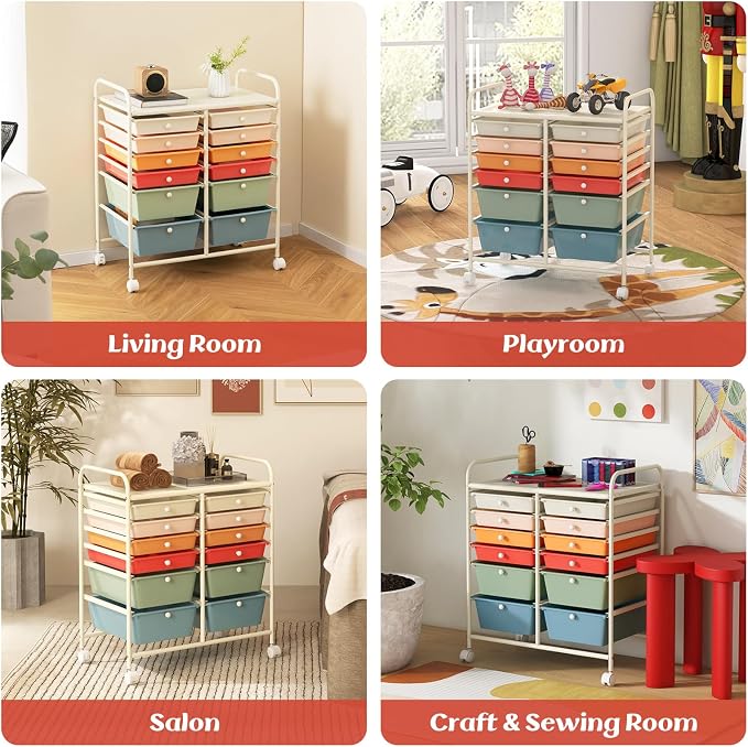 GOFLAME 12-Drawer Rolling Storage Cart, Mobile Utility Cart - Image 8
