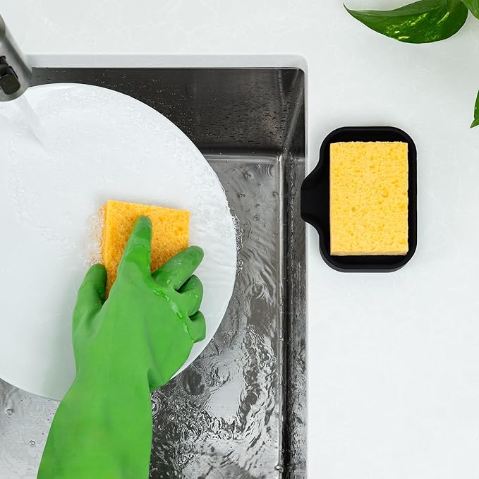 Zulay Kitchen Small Silicone Sponge Holder – Space-Saving Sink Organizer Tray - Image 3