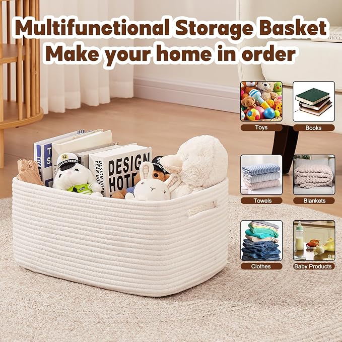 OIAHOMY Storage Basket for Shelves, Closet Cube Storage Bins Baskets for - Image 4