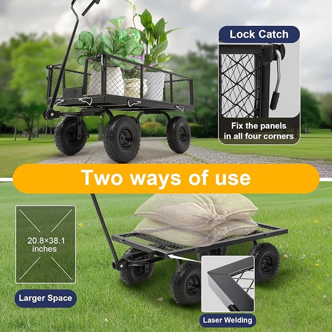 Garden Wagon Cart Heavy Duty 880 LBS Steel Utility Cart - Image 4