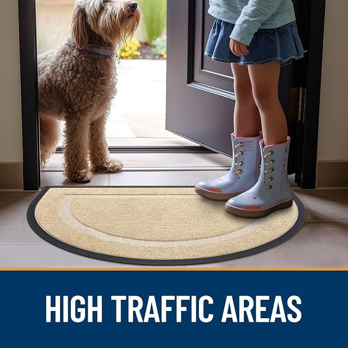 OLANLY Half Circle Door Mat Indoor Outdoor Entrance Welcome, Waterproof - Image 8