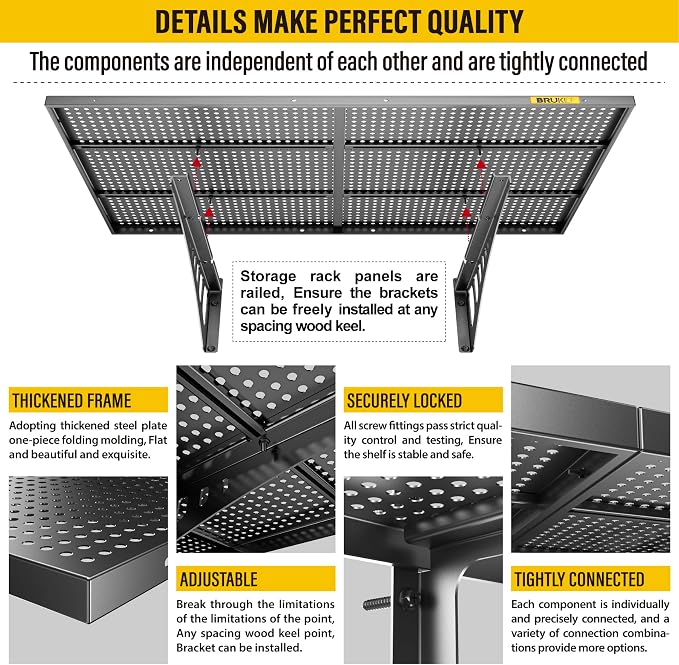 2Pack 2x3ft Adjustable Metal Garage Wall Shelving Heavy Duty Garage Storage - Image 5