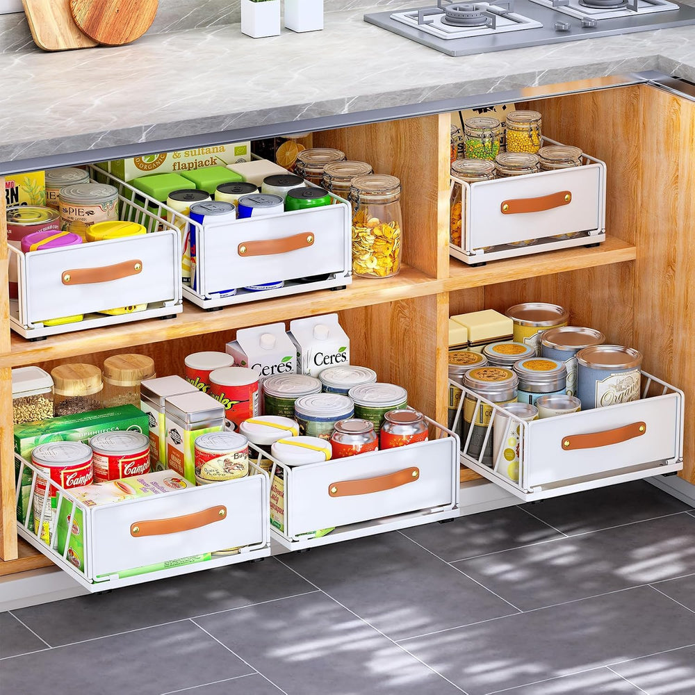 4Pack Pull out Cabinet Organizer,Heavy Duty Slide out Pantry Shelves Drawer S...