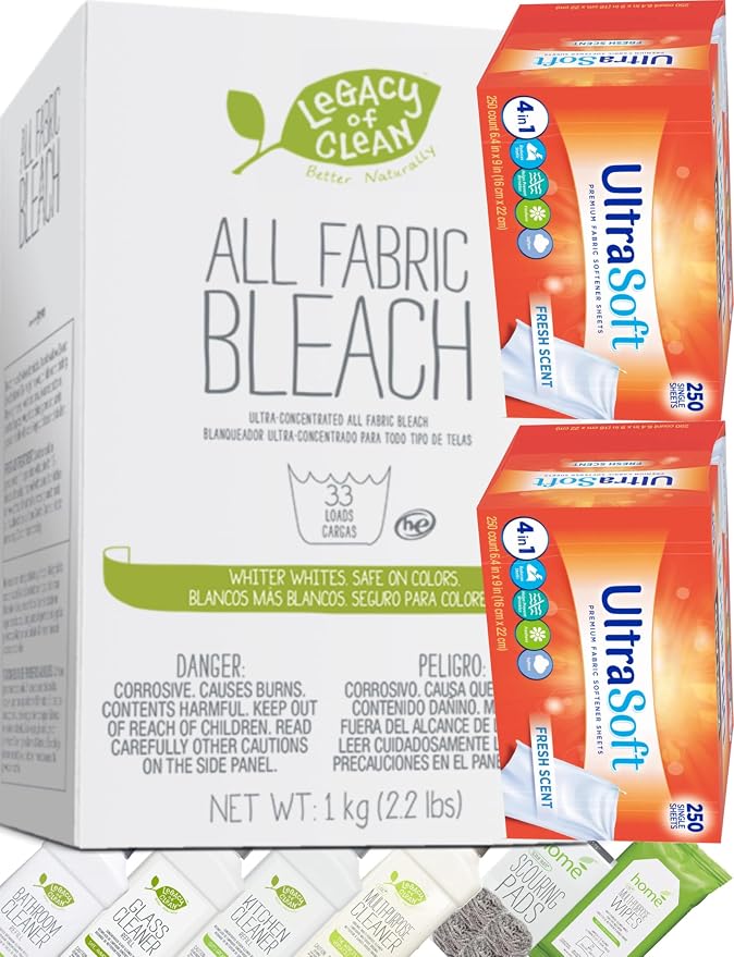 All Fabric Bleach Powder Chlorine-Free 35.2 Oz & 4-in-1 Fabric Softener Dryer by Unknown