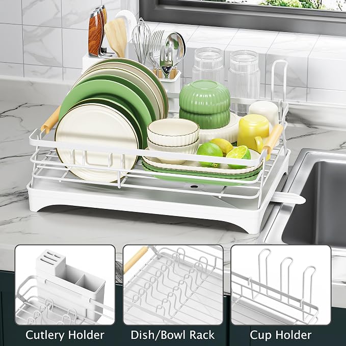 Epicano Dish Drying Rack for Kitchen Counter, Space-Saving Dish Rack, Rustproof - Image 3