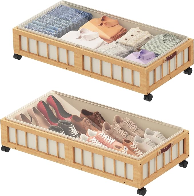 efluky 2-Pack Bamboo Under Bed Storage by efluky