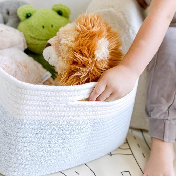 NaturalCozy Storage Baskets 16.8”x13”x7.6” Cotton Rope Woven Baskets - Image 8
