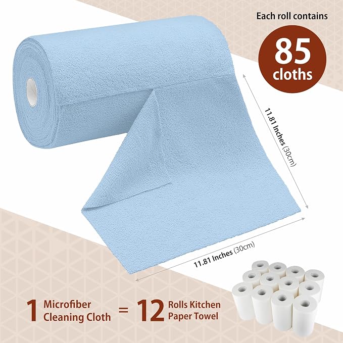 H4N Microfiber Cleaning Cloth Roll, 85 Pack Micro Fiber Wash Cloths - Image 2