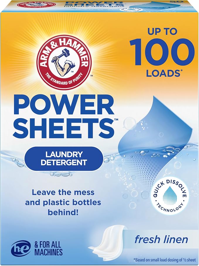 Arm & Hammer Power Sheets Laundry Detergent, Fresh Linen 50ct by ARMHAMMER