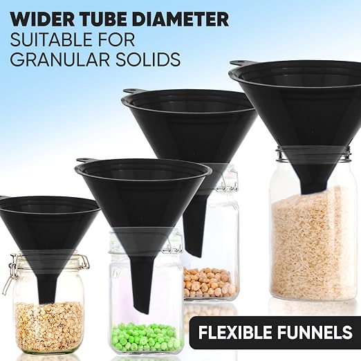 Funnels for Kitchen Use – Black Set in 4 Sizes | Durable, Non-Toxic Food Grade - Image 7