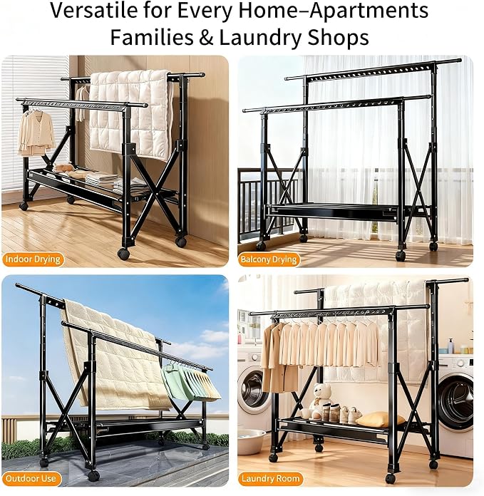 Heavy Duty Rolling Clothing Rack - Image 9