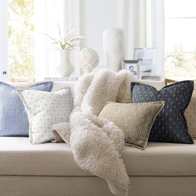 ZWJD Pillow Covers 26x26 Set of 2 Soft Polyester Textured Pillow Covers - Image 6