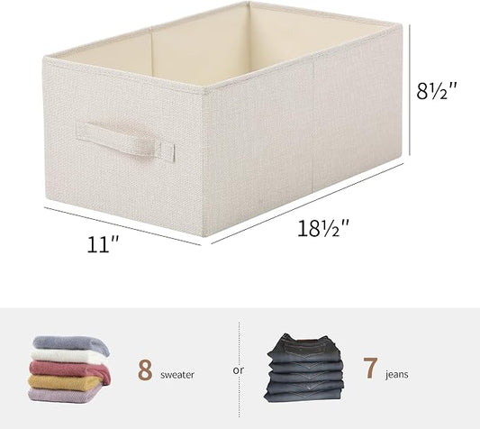Linen Folding Storage Bins, 3 Pack Large Storage Baskets, Clothing Storage Bins - Image 2