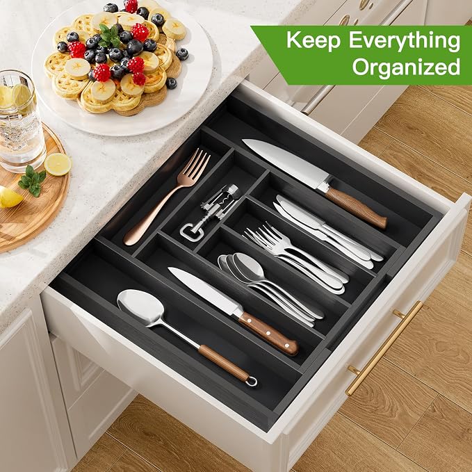Pipishell Bamboo Expandable Drawer Organizer - Image 3