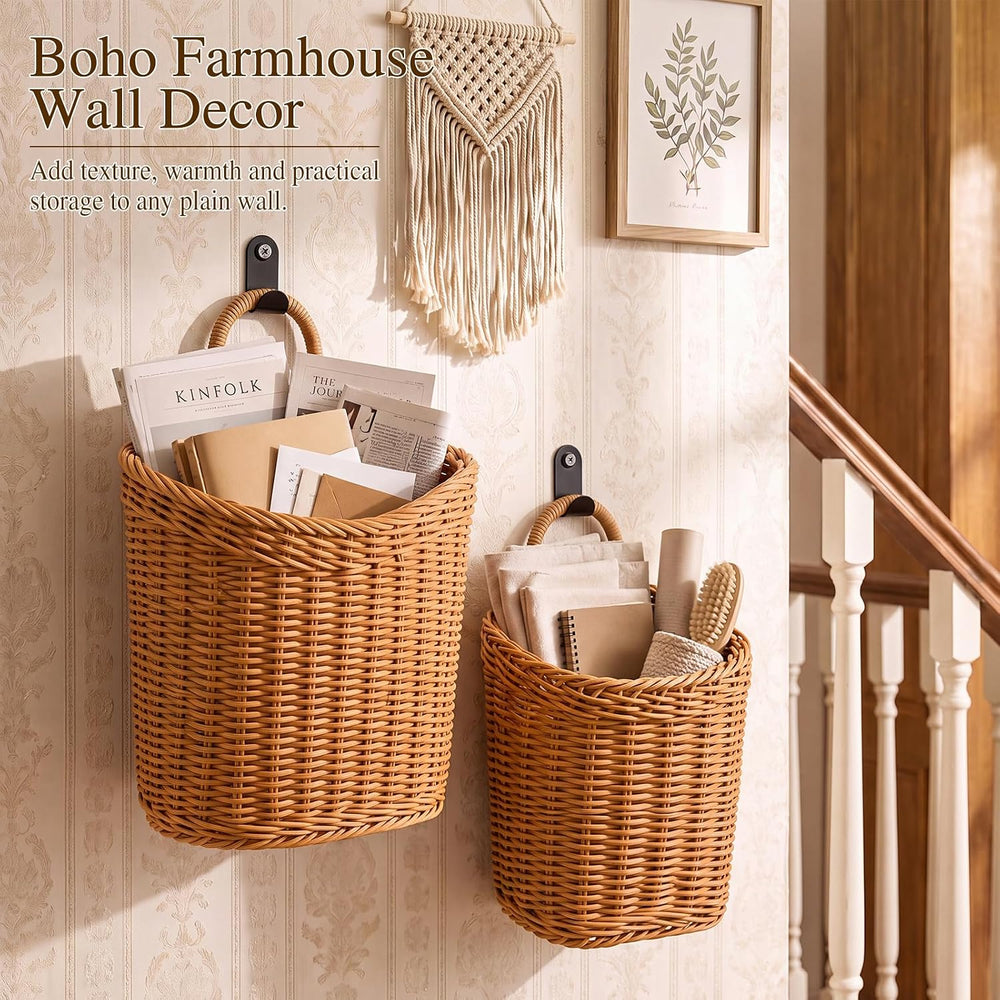 4 Pcs Hanging Woven Wall Basket Organizer Hanging Decorative