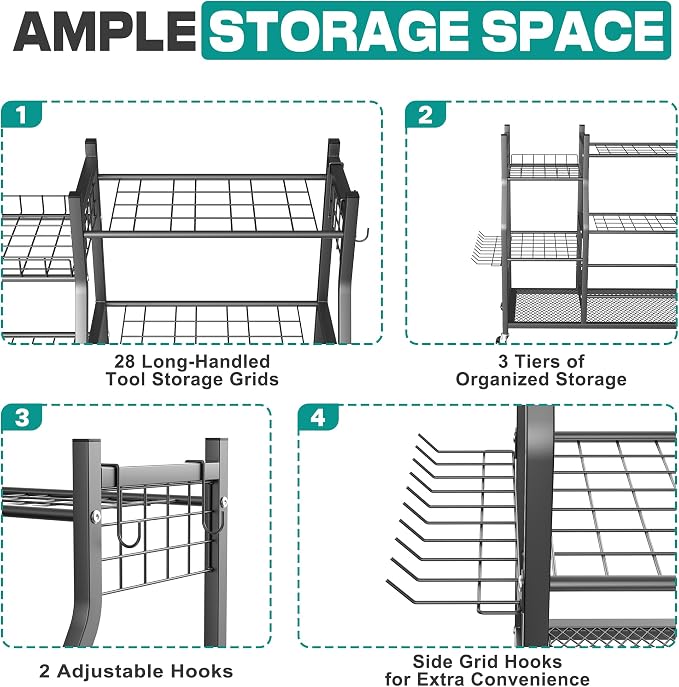 EVERHANGER Garden Tool Organizer Stand, Garage Tool Storage Organization - Image 3